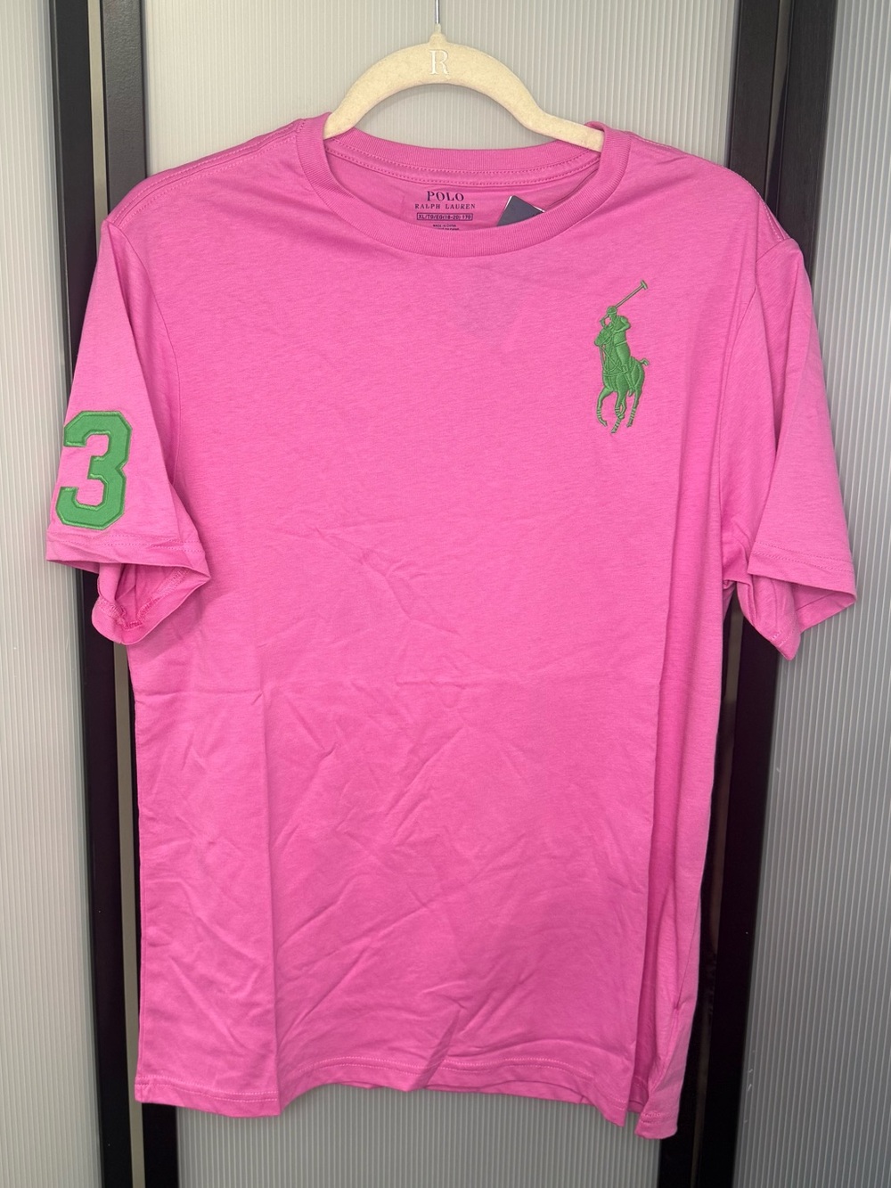 Ralph Lauren Pink Short Sleeve Tee with Green Polo Logo